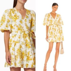 Faithfull the Brand Rooney Yellow Wrap Dress Size Small